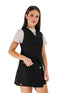 YASMINA - Vesta din stofa cu model clasic pentru uniforma scolara de fete, negru